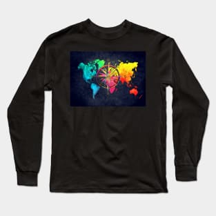 Colors world map #map Long Sleeve T-Shirt